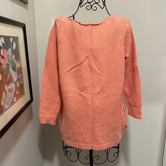Ann Taylor Pullover Sweater Size Medium Knitted Peach Oversized Wide Neck - Picture 3 of 7